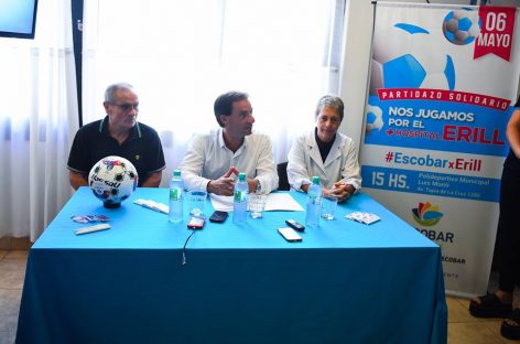 La municipalidad de Escobar presentó el partido a beneficio del Hospital Erill que disputarán ex futbolistas y artistas el sábado 6 de mayo